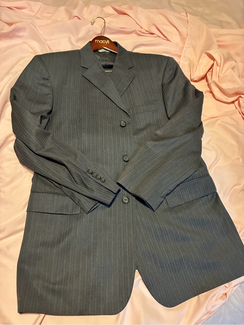 Pronto Uomo Gray Pinstripe Men's Suit Blazer
